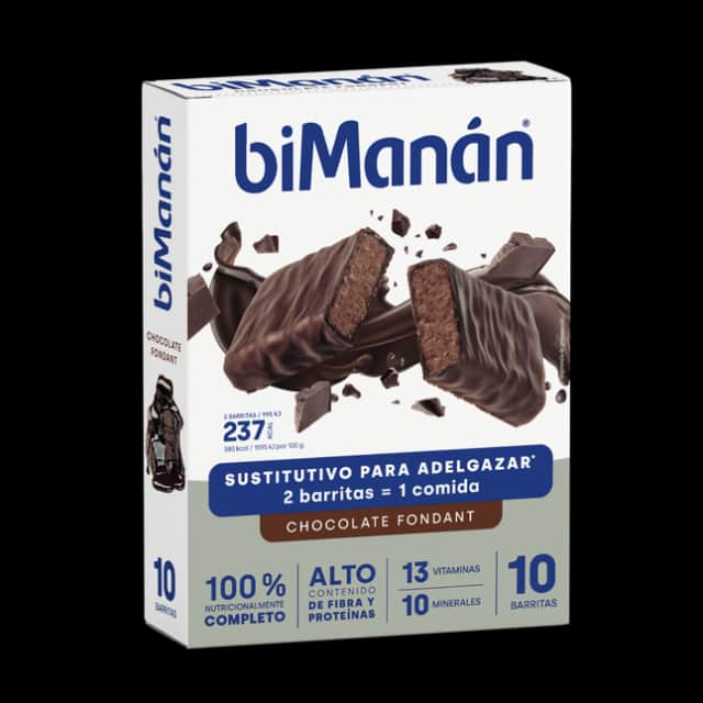 biManán Barritas sabor Chocolate Fondant 10 unidades