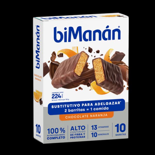 biManán Barritas sabor Chocolate Naranja 10 unidades