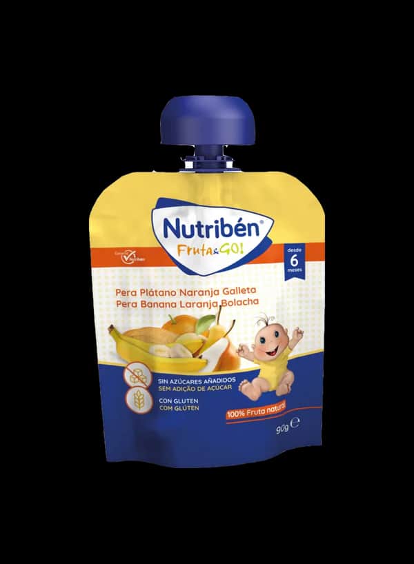 Nutribén Fruta & Go Pera, Plátano, Naranja y Galleta 90g