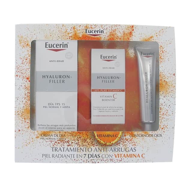 Eucerin Hyaluron-Filler + Volume-Lift Pack Crema de Día Piel Normal y Mixta 50ml + Vitamin C Booster 8ml + Contorno de Ojos 15ml