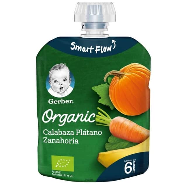 Gerber Organic Pouch Calabaza Plátano y Zanahoria 90g