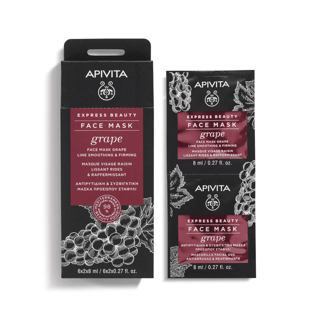 Apivita Mascarilla Facial Alisadora y Reafirmante con Uva 2x8 ml