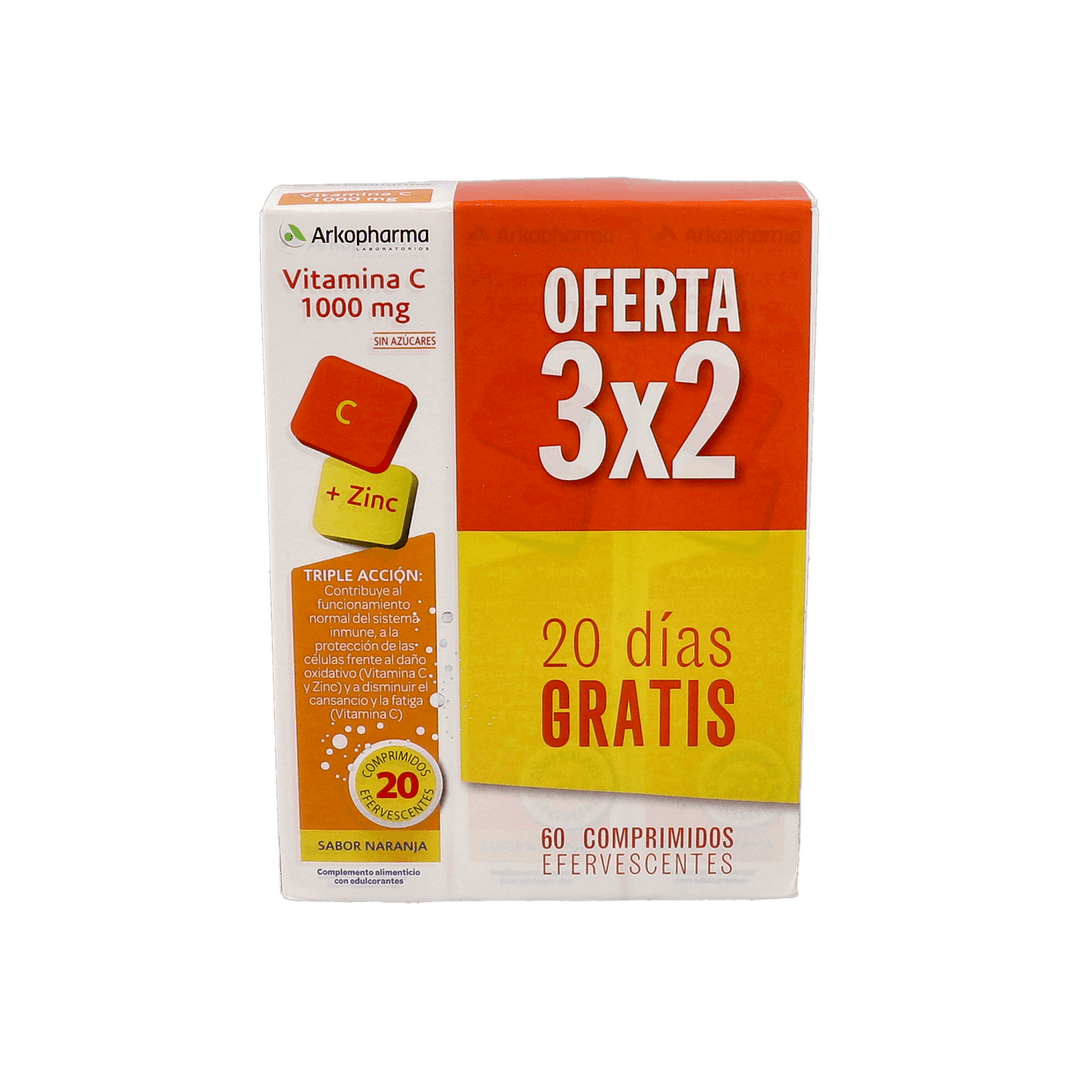 Arkopharma Vitamina C 1000mg + Zinc 60 comprimidos efervescentes