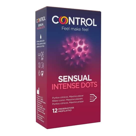 Control Sensual Intense Dots Preservativos con Puntos y Estrías 12 unidades