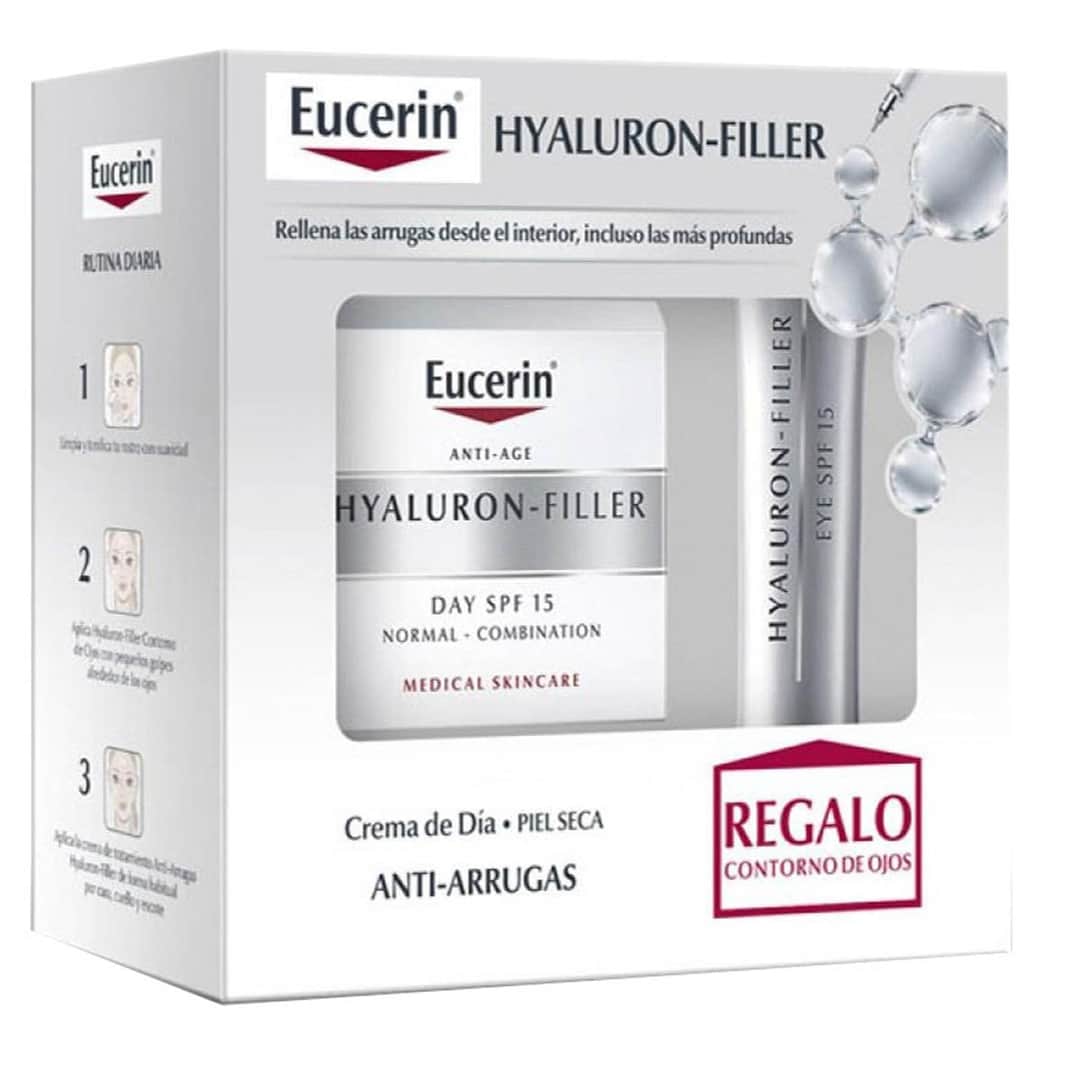 Eucerin Pack Hyaluron-Filler Crema de Día Piel Seca FPS 15 50ml + Contorno de Ojos 15ml