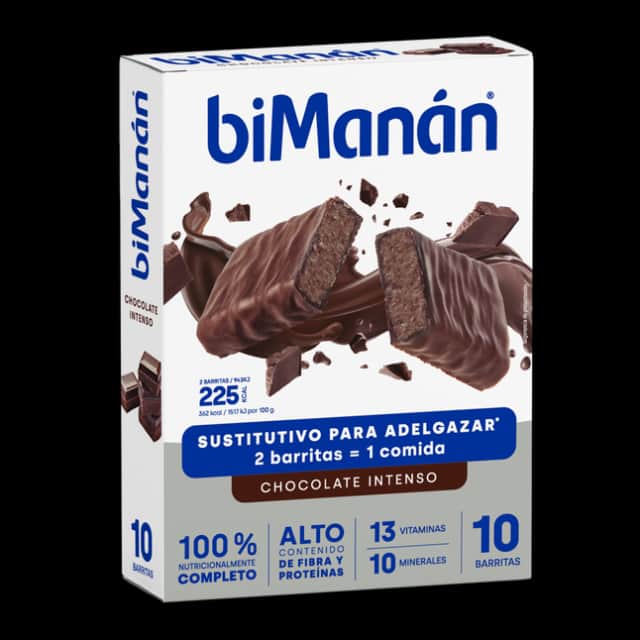 biManán Barritas sabor Chocolate Intenso 10 unidades