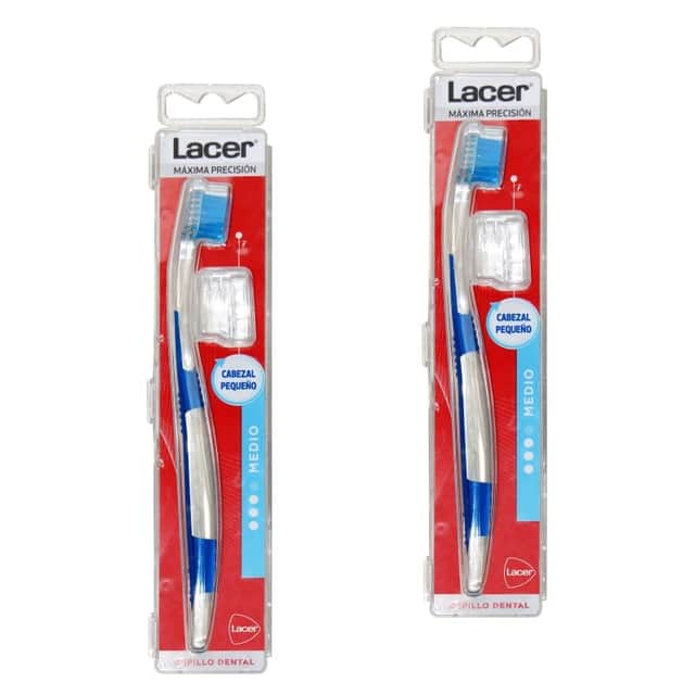 Lacer Duplo Cepillo Dental Adulto Medio Cabezal Pequeño