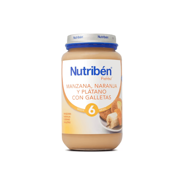 Nutriben Potito Manzana, Naranja y Plátano con Galletas 250g