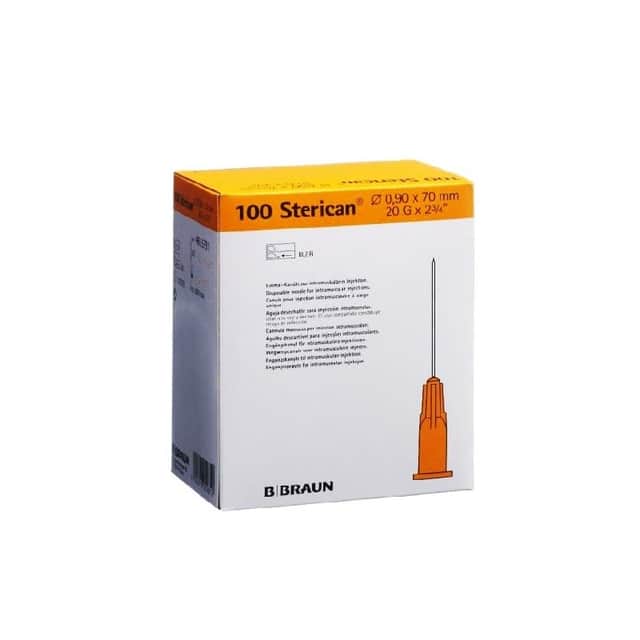 B. Braun Aguja Hipodérmica Sterican 20G 0,90x70 mm Cono Amarillo 100 unidades