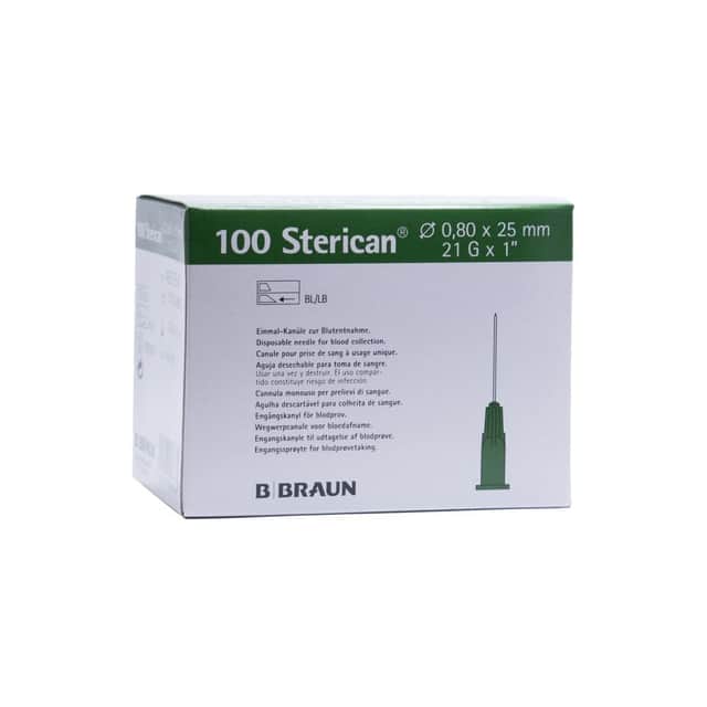 B. Braun Aguja Hipodérmica Sterican 21G 0,80x25 mm Cono Verde 100 unidades