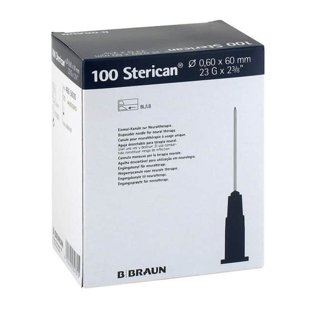 B. Braun Aguja Hipodérmica Sterican 23G 0,60x60 mm Cono Azul 100 unidades