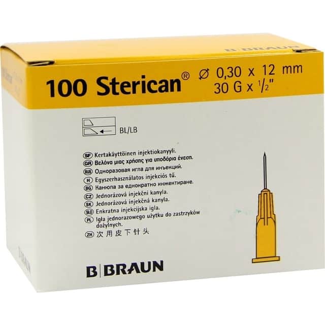 B. Braun Aguja Hipodérmica Sterican 30G 0,30x12 mm 100 unidades