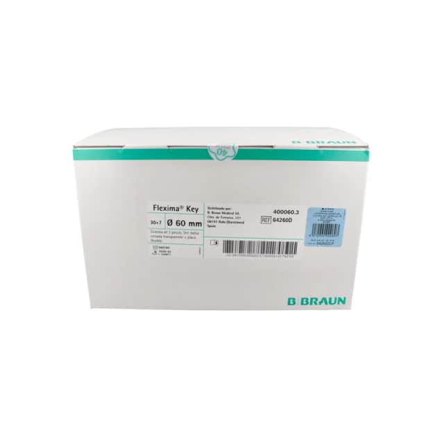 Bolsas de colostomía de sistema doble con acoplamiento adhesivo Flexima Key cerrada transparente (60 mm, 30 + 7 unidades)