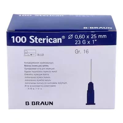 B. Braun Aguja Hipodérmica Sterican 23G 0,60x25 mm Cono Azul 100 unidades