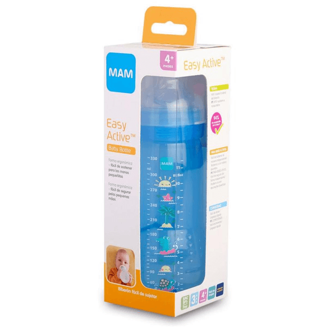 MAM Biberón Easy Active +4meses Color Azul 330ml