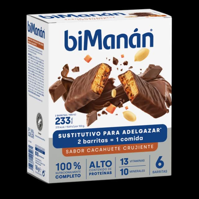 biManán Barritas sabor Cacahuete Crujiente 8 unidades