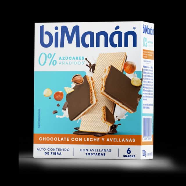 biManán Barquillos Chocolate con Leche y Avellanas 120g