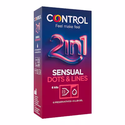 Control Sensual Dots & Lines 2 en 1 Preservativos 6 unidades + Gel