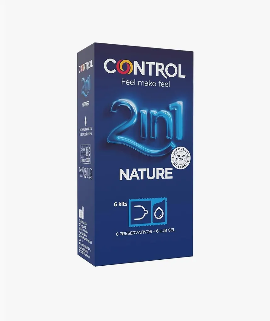 Control Nature 2 en 1 Preservativos 6 unidades + Gel