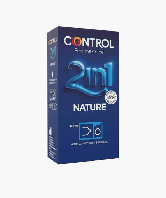 Control Nature 2 en 1 Preservativos 6 unidades + Gel