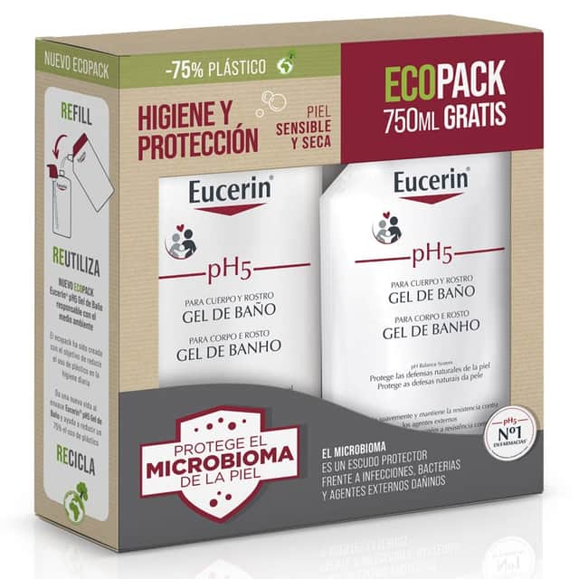 Eucerin pH5 Ecopack Gel de Baño Piel Sensible 1000ml + 750ml