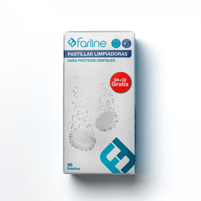 Farline Pastillas Limpiadoras Prótesis Dental 96 tabletas