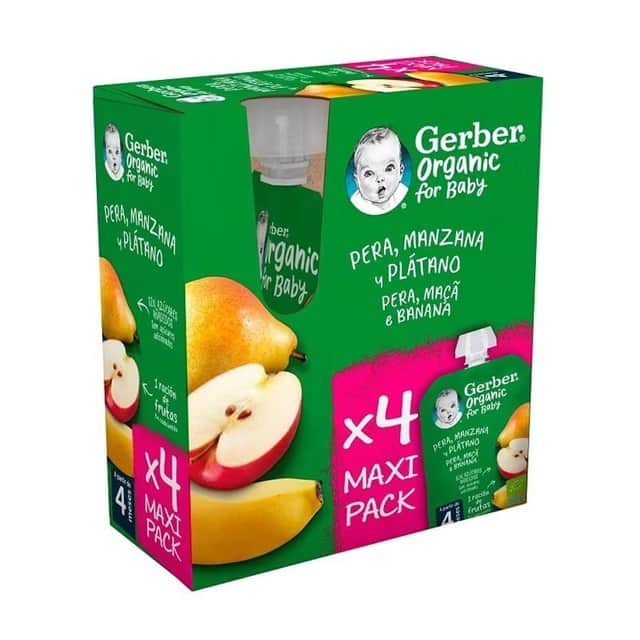 Gerber Organic Pera Manzana y Plátano 4x90g