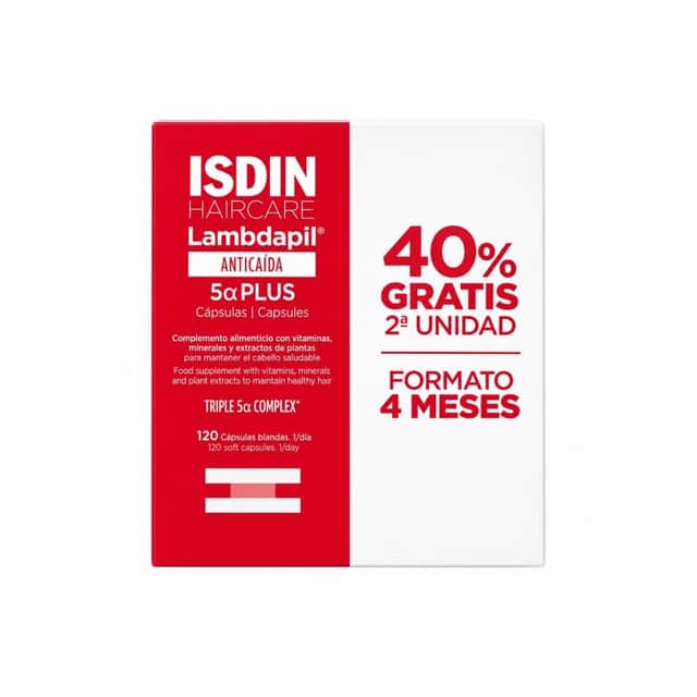 Isdin Haircare Anticaída Lambdapil 5 Alfa Plus Pack 2 x 60 Cápsulas