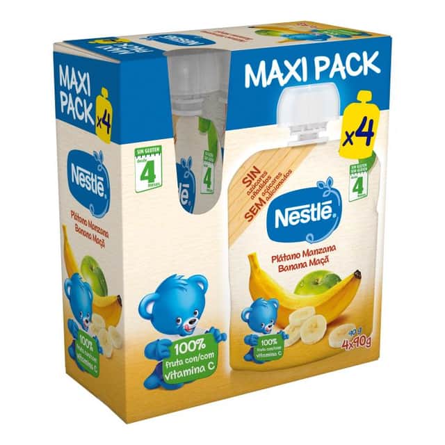 Nestlé Bolsita Plátano Manzana 4x90g