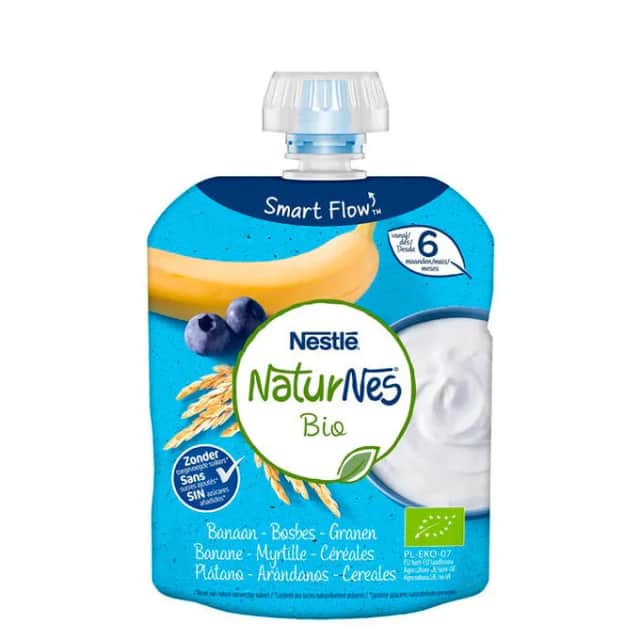 Nestlé Naturnes Bio Plátano Arándanos y Cereales 90g