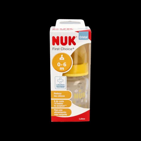 Nuk biberón tetina látex boca ancha Cristal 0-6 Meses 125ml