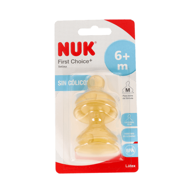 Nuk Tetina Anticolico Latex Leche Talla 2 M +6 Meses 2 unidades