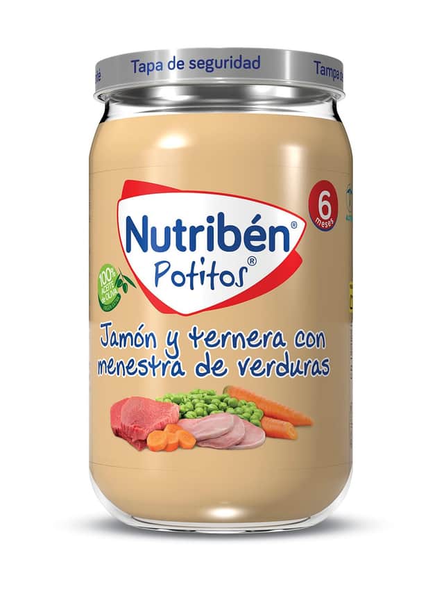 Nutribén Potitos Jamón y Ternera con Menestra de Verduras 235g