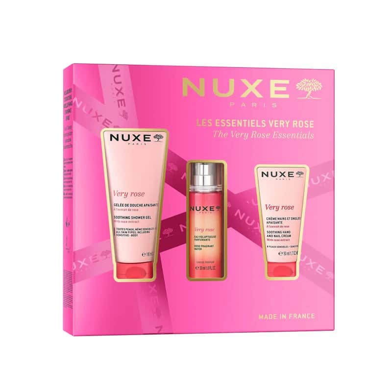 Nuxe Cofre Los Esenciales Very Rose (Agua Perfumada + Crema de Manos y Uñas + Gel de Ducha)