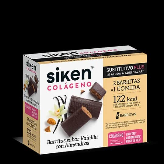 Siken Barrita Vainilla Almendras con Colágeno 8 unidades
