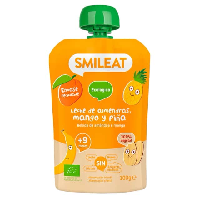 Smileat Pouch Leche de Almendras Mango y Piña 100g