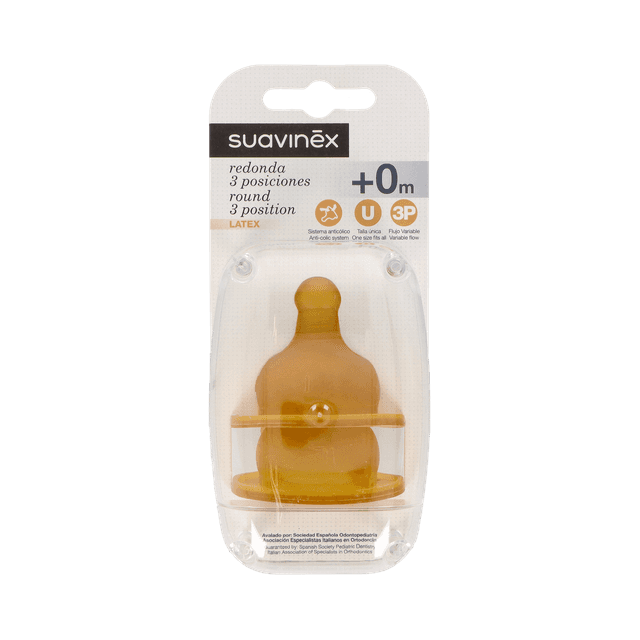 Suavinex Tetina Redonda Látex 3 Posiciones +0 Meses