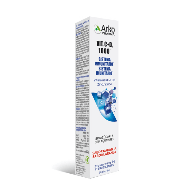 Arkopharma Vitamina C 1000mg + D3 + Zinc Efervescente 20 comprimidos