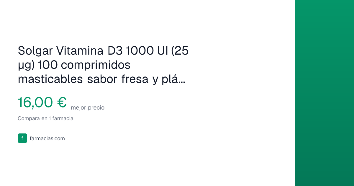Solgar Vitamina D3 1000 UI (25 µg) por 16,00