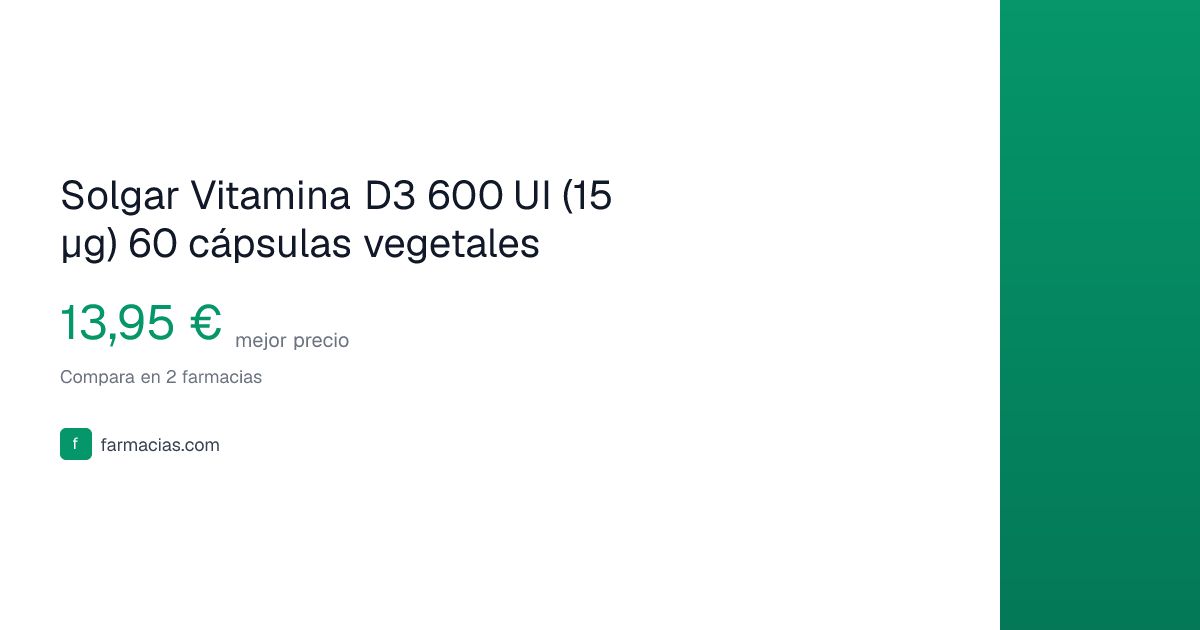 Solgar Vitamina D3 600 UI (15 µg) 60 cápsulas desde 13,95