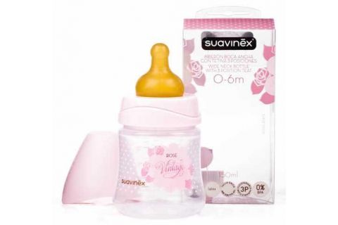 Suavinex Biberón Boca Ancha con Tetina 3 Posiciones Rosa 150 ml