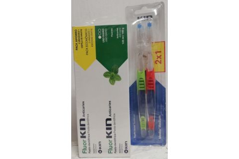 Fluor Kin Duplo Pasta 125ml + 2 Cepillos