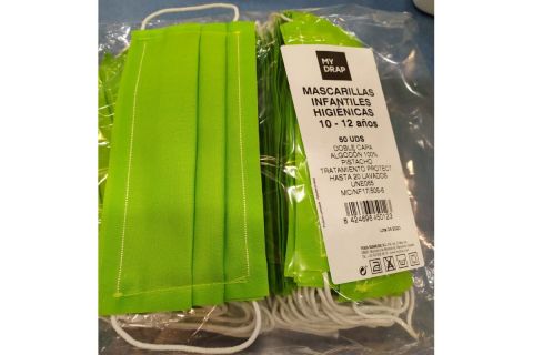 Mascarillas Infantiles 10-12 Años Higiénicas Lavables Doble Capa 1ud