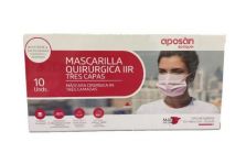 Aposán Mascarilla Quirúrgica IIR 3 Capas Rosa 10uds