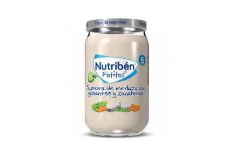 Nutribén Potitos Suprema de Merluza con Guisantes y Zanahorias 235gr