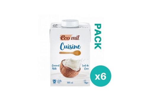 Ecomil Pack 6x Leche de coco Bio para cocinar 500ml