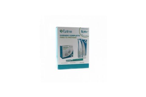 Farline Pack Pastillas Limpiadoras + Crema Adhesiva + Cepillo de limpieza
