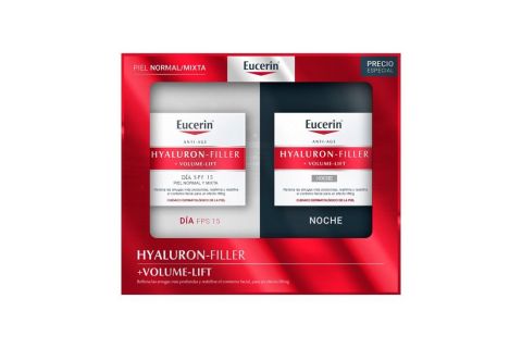 Eucerin Pack Hyaluron Filler Volume Lift Dia Piel Normal Mixta Fps15 50ml + Volume Lift Noche 50ml