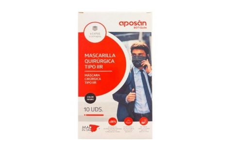 Aposán Mascarilla Quirúrgica Tipo IIR Color Negro 10uds