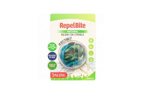 Repel Bite Natural Pulsera Cuerdas Citronela 3uds